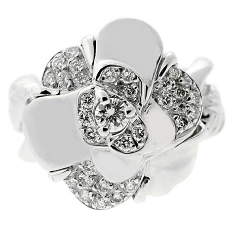 chanel floral ring|Chanel camelia diamond flower ring.